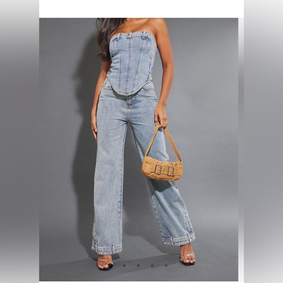 PrettyLittleThing Baggy Mid-Rise Jeans size 8L - Picture 3 of 6